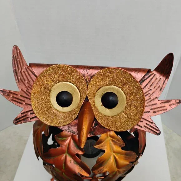 Pier 1 Owl Metal Tealight Candle/Lantern Holder Body Cooper/Gold Mate Finish - Picture 2 of 4